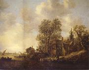 REMBRANDT Harmenszoon van Rijn View of a Town on a River oil painting on canvas